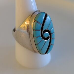 Vintage Zuni Turquoise Hummingbird Amy Quandalacy Ring Size 10